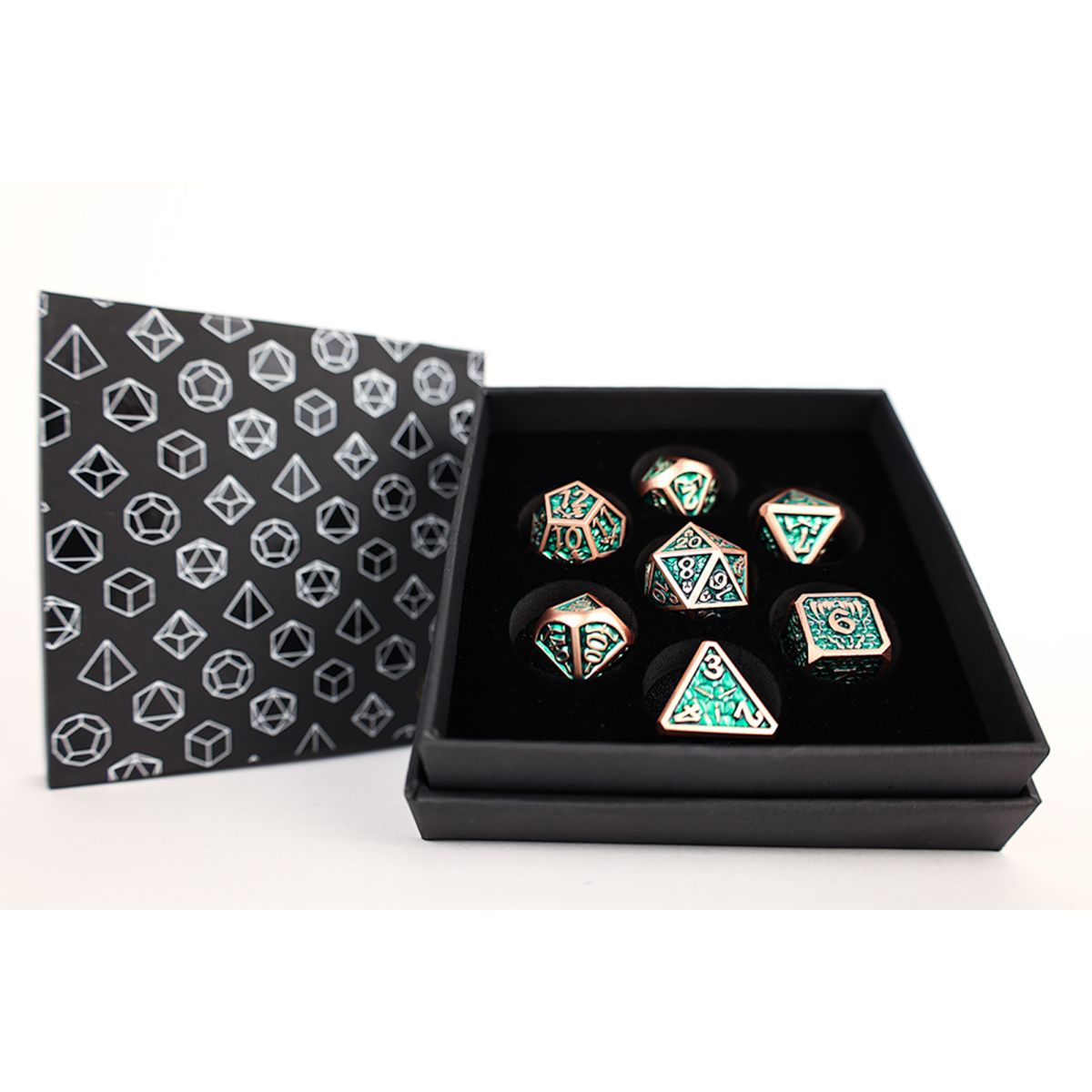 LPG Dice Set - Metal RPG Draco Dark Green/Brass