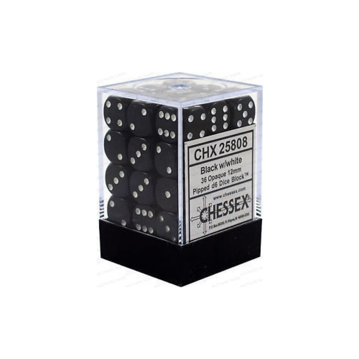 CHX 25808 Opaque 12mm d6 Black/White Block (36)