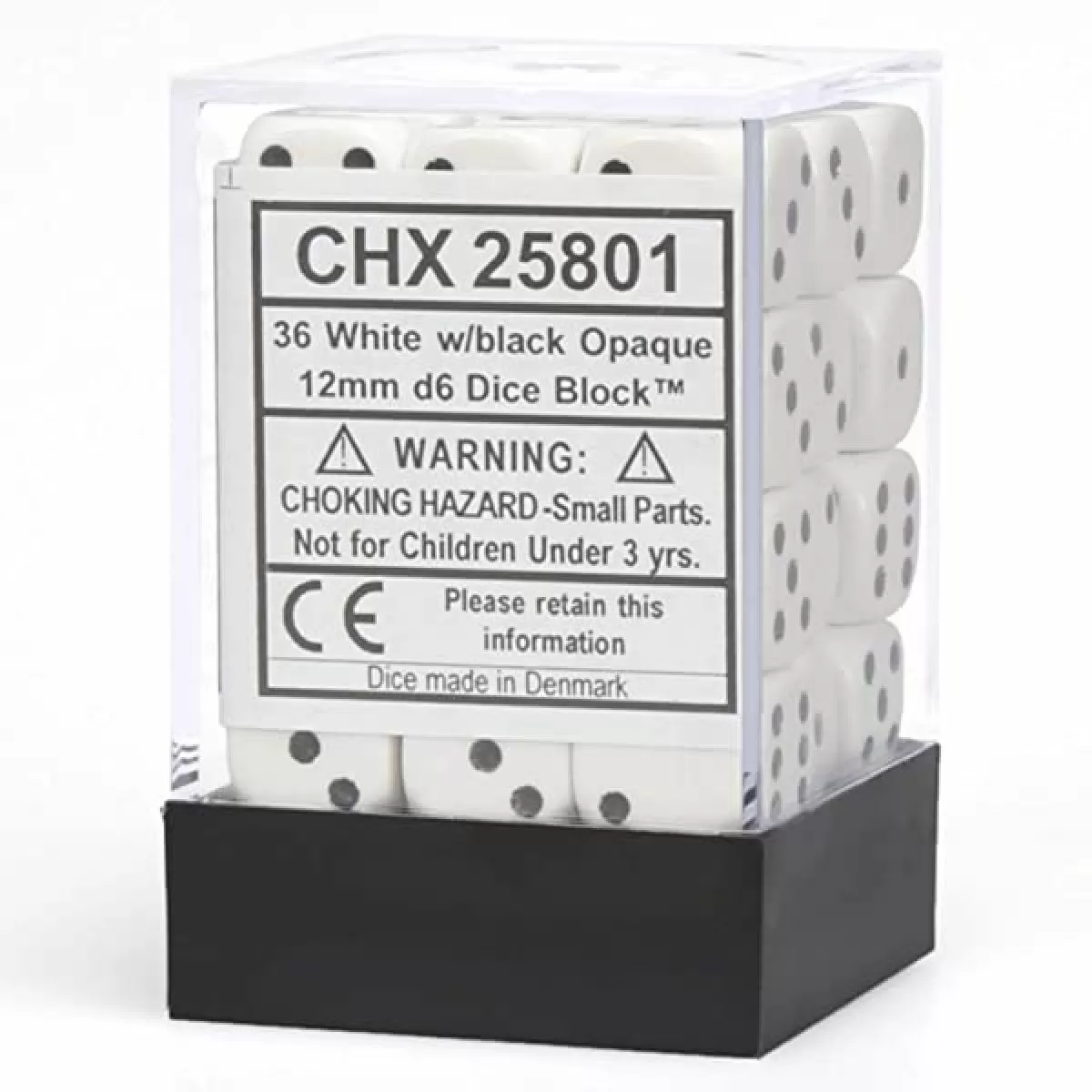 CHX 25801 Opaque 12mm d6 White/Black Block (36)