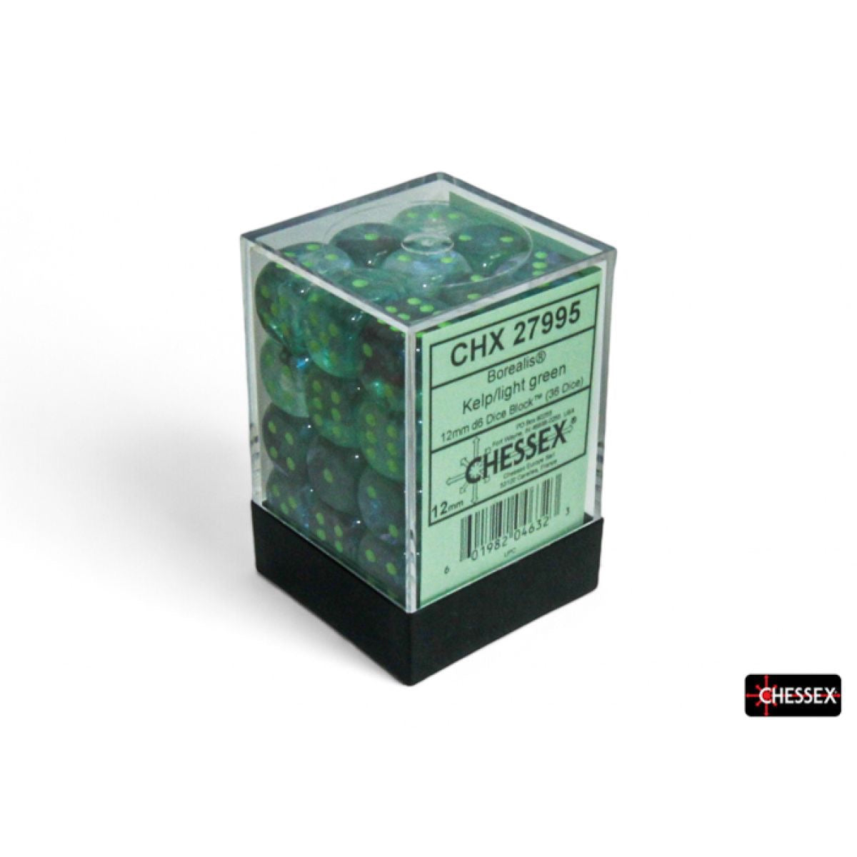 CHX 27995 Borealis Kelp/light green Luminary 12mm d6 Dice Block (36 dice)