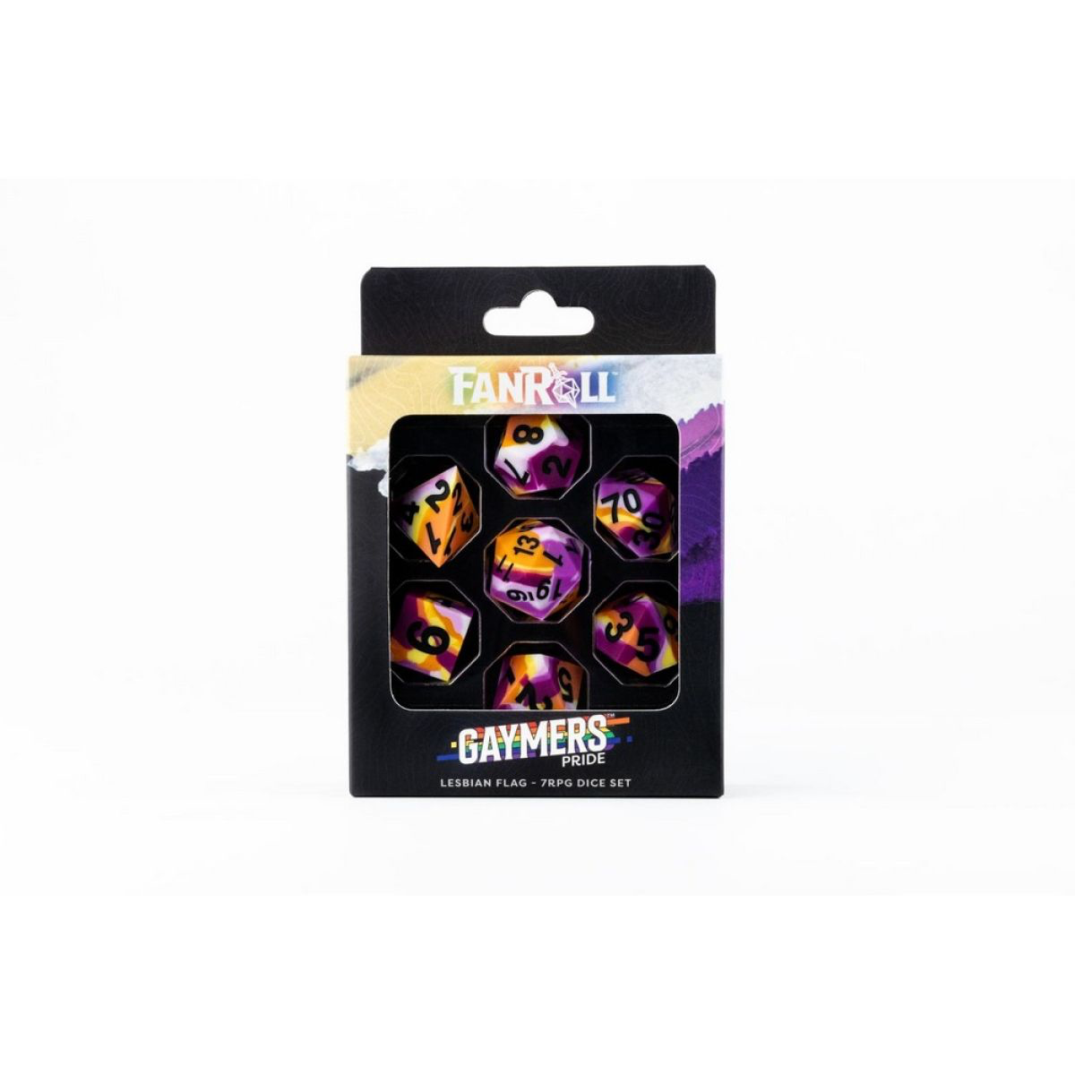 Fanroll: 16mm Pride Sharp Edge Silicone Rubber Poly Dice Set: Lesbian