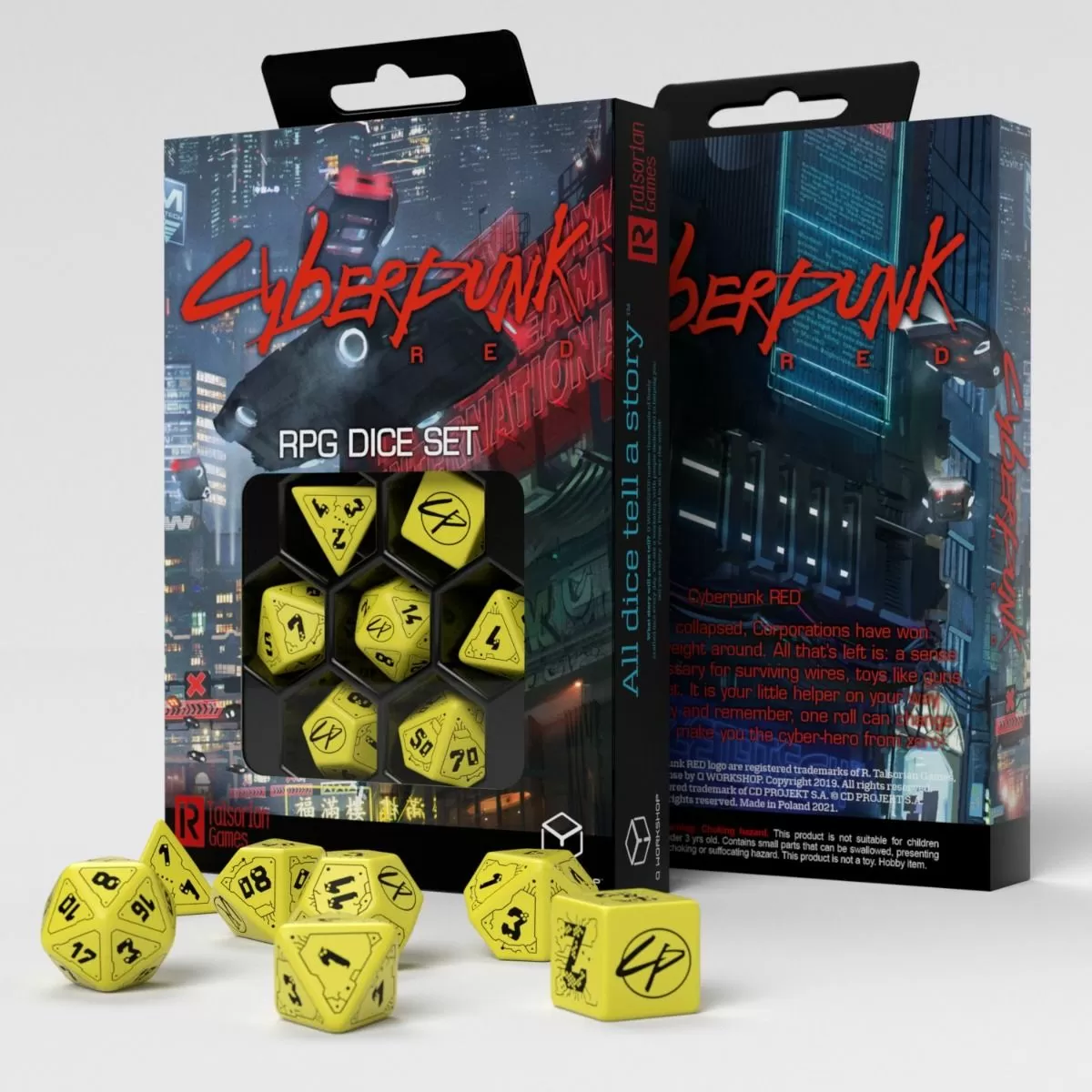 Q Workshop - Cyberpunk Red Dice Set: Danger Zone Dice Set 7
