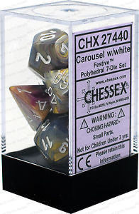 Chessex D7-Die Set Dice Festive Polyhedral Carousel/White