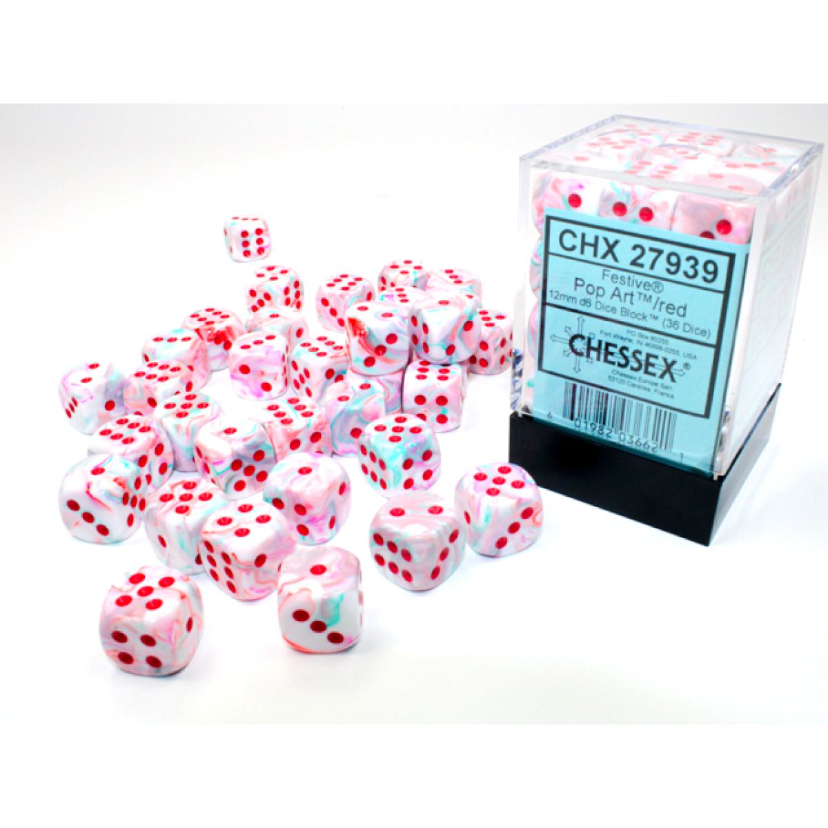 Chessex: Festive Pop Art/red 12mm d6 Dice Block (36 dice)