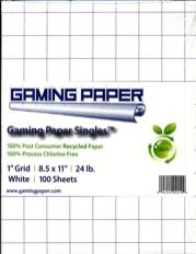 Gaming Paper Singles: White 1" Square