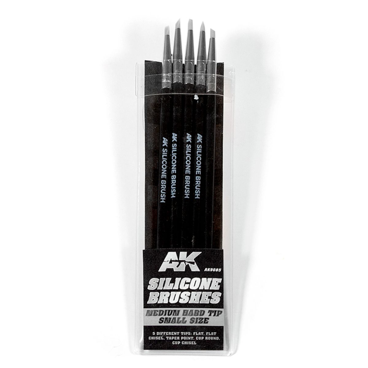 Ak Interactive - Tools  - Set Of 5 Silicone Brushes Medium Hard Tip Small
