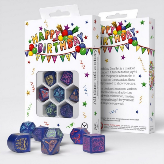Q Workshop - Happy Birthday - Streamers Dice Set 7