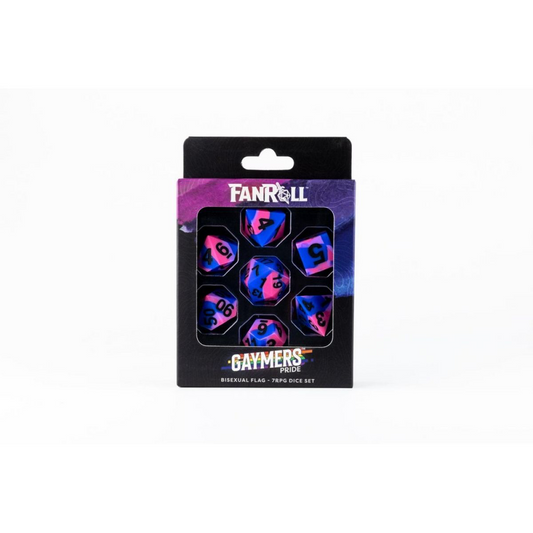Fanroll: 16mm Pride Sharp Edge Silicone Rubber Poly Dice Set: Bisexual