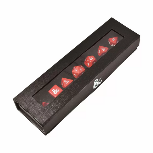 Ultra Pro: UP18395 D&D Heavy Metal Set 7 RPG Red and White Deluxe Dice Set