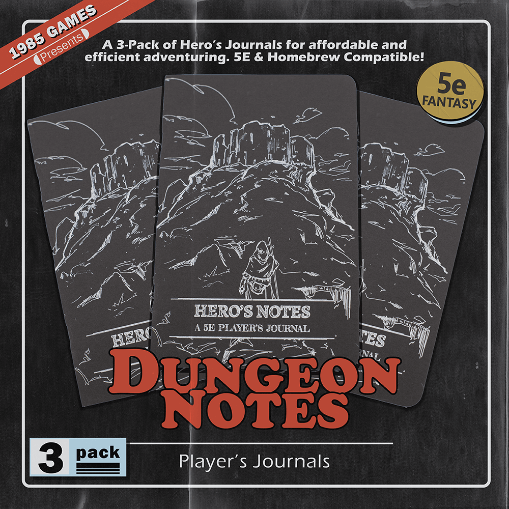 Dungeon Notes Hero's Journals (3 Pack): Black