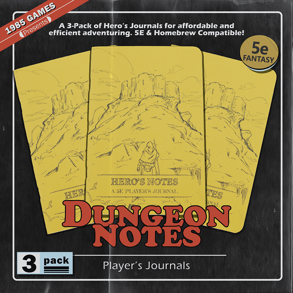 Dungeon Notes Hero's Journals (3 Pack): Yellow