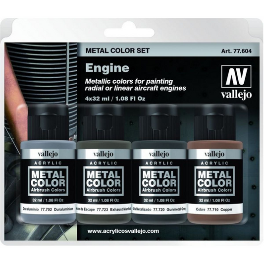 Vallejo - Metal Colour - Engine 4 Colour Acrylic Paint Set