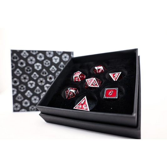 LPG Dice RPG Set Serif Red/Silver