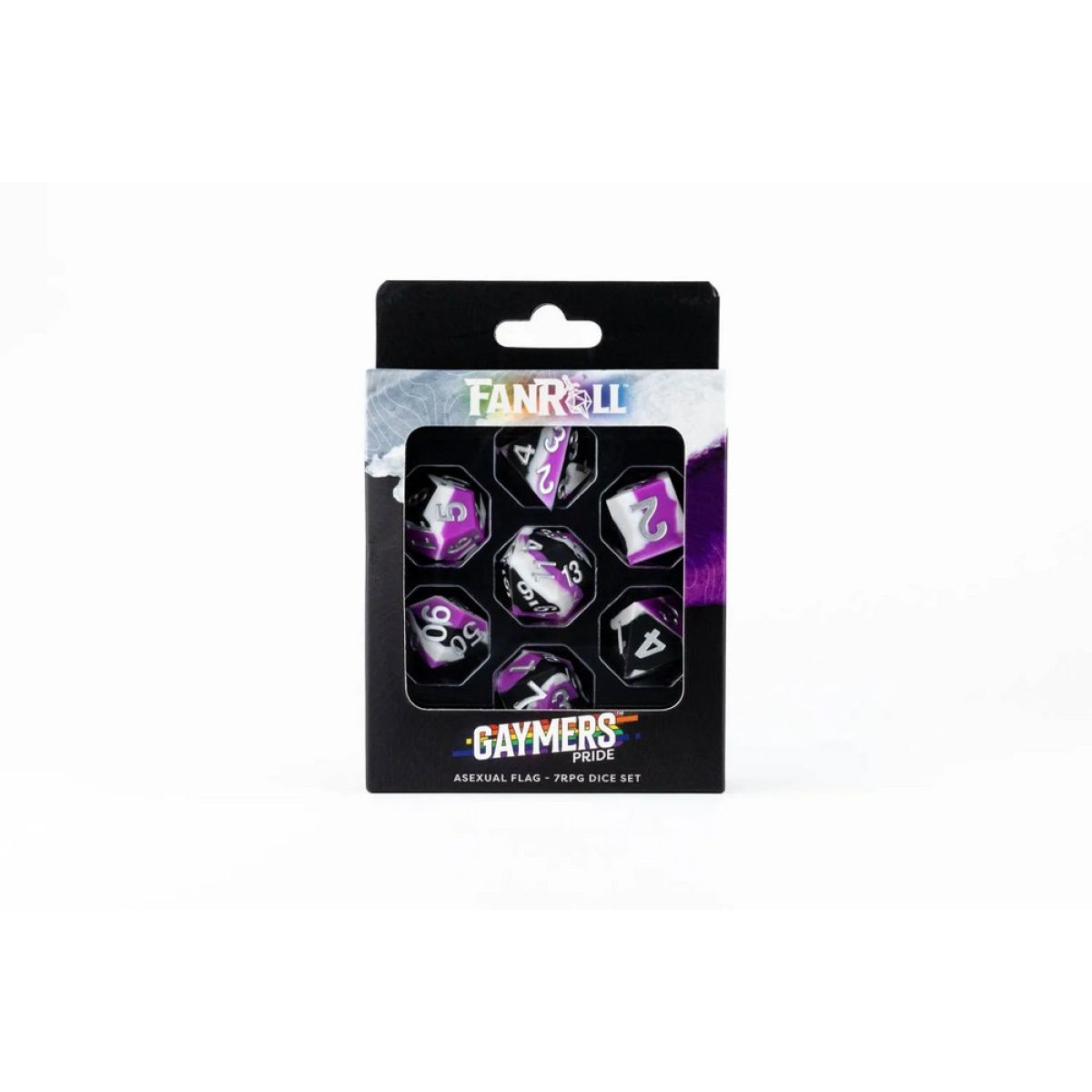 Fanroll: 16mm Pride Sharp Edge Silicone Rubber Poly Dice Set: Asexual