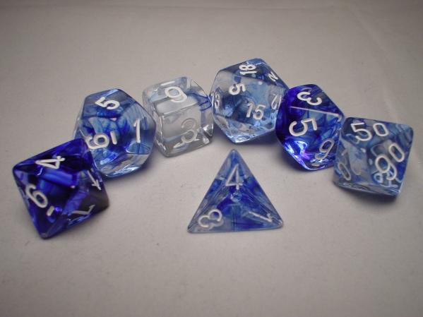 Chessex Dice Sets: Dark Blue/White Nebula Polyhedral 7-Die Set