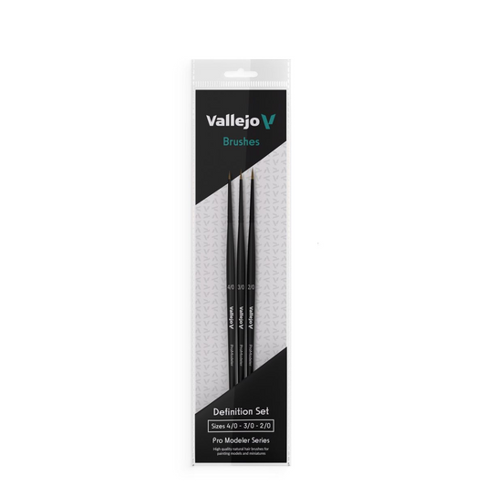Vallejo - Brushes - Detail - Definition Set - Synthetic fibers (Sizes 4/0; 3/0 & 2/0)