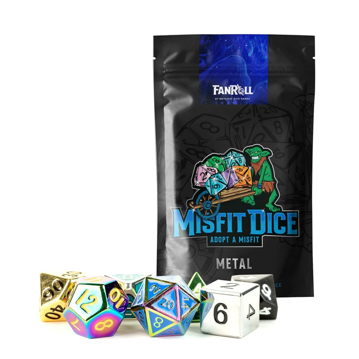 Fanroll: Mystery Misfit Metal Polyhedral Dice Set