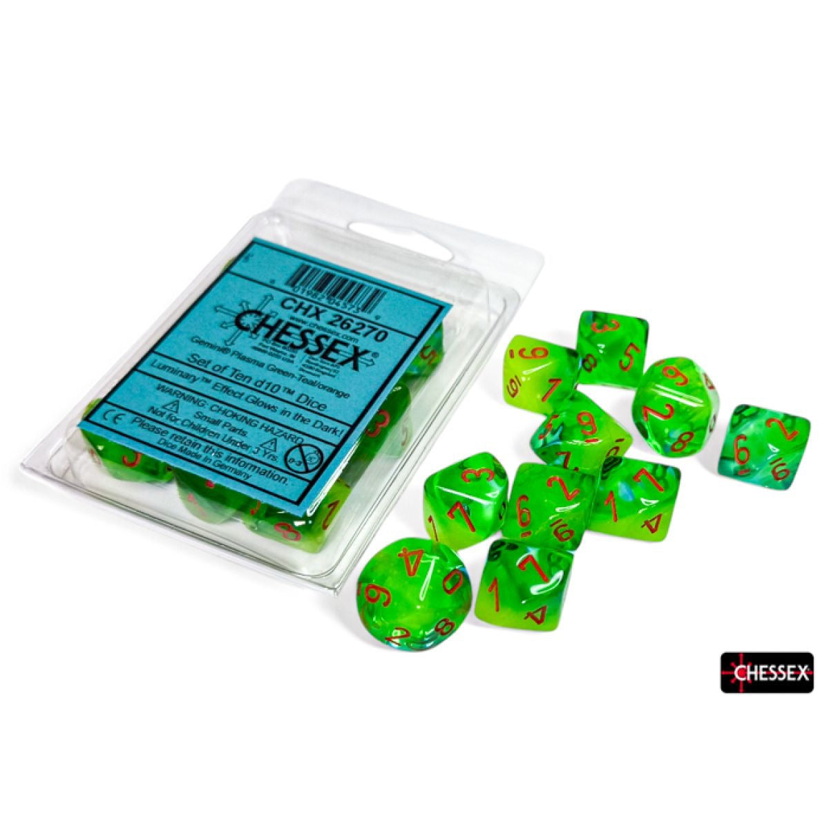 CHX 26270 Gemini Plasma Green-Teal/orange Luminary Set of 10 d10s