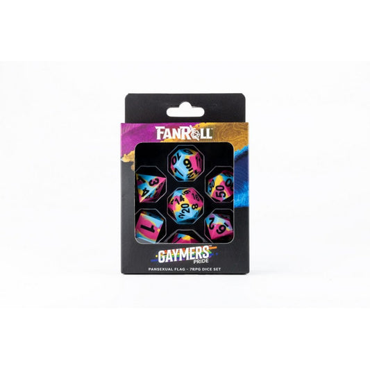 Fanroll: 16mm Pride Sharp Edge Silicone Rubber Poly Dice Set: Pansexual