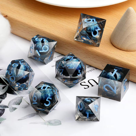 ACE 7 RPG Active Resin Dice - Blue Dragon Eye