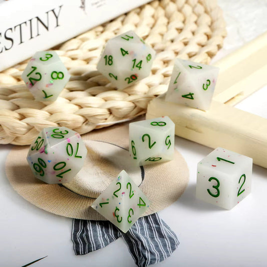 ACE 7 RPG Sharp Point Resin Dice - Vanilla Ice Cream