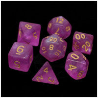 Die hard dice polymer RPG polyhedral set - Sakura with gold