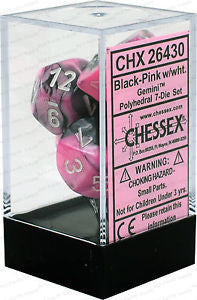 Chessex D7-Die set Gemini polyhedral black/pink/white 7 Die set