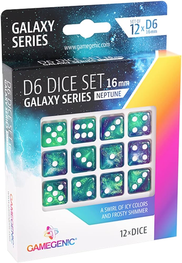 D6 Dice Set Galaxy Series Neptune