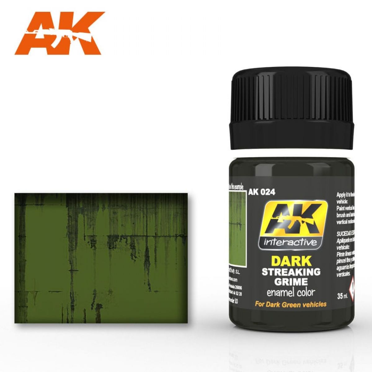 AK Interactive - Weathering Products - Streaking Grime for Dark Vehicles 35ml