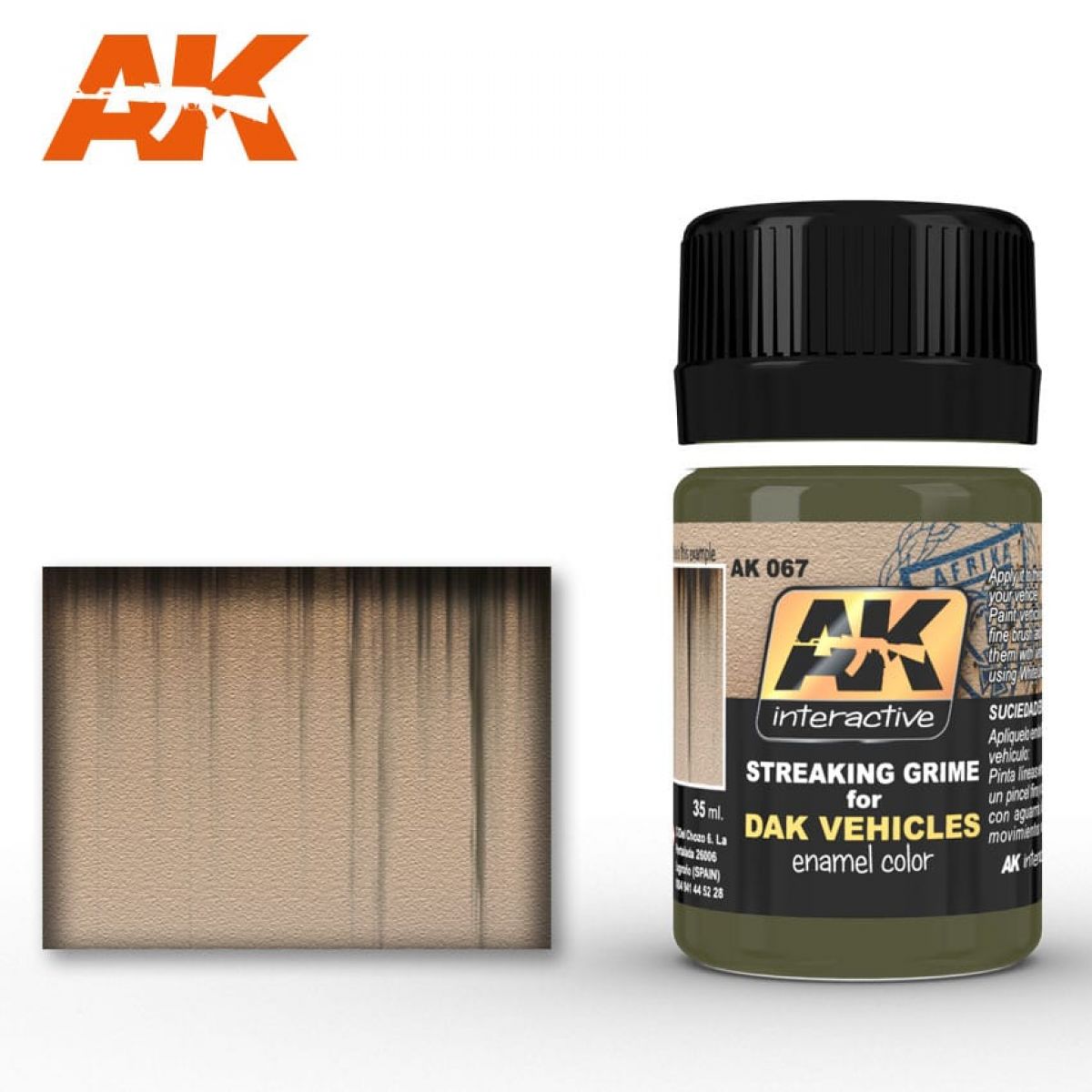 AK Interactive - Weathering Products - Streaking Grime for Afrika Korps Vehicles 35ml