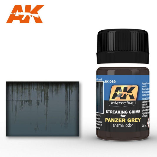 AK Interactive - Weathering Products - Streaking Grime for Panzer Grey Vehicles 35ml