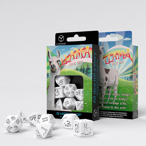 Bright Llama Dice Set - White & Black