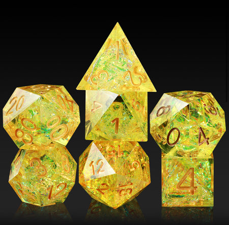 ACE 7 RPG Sharp Point Resin Dice - Yellow